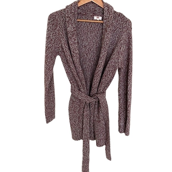 Levi's Knit Marled Tie Waist Cardigan, Size Medium - Picture 1 of 12